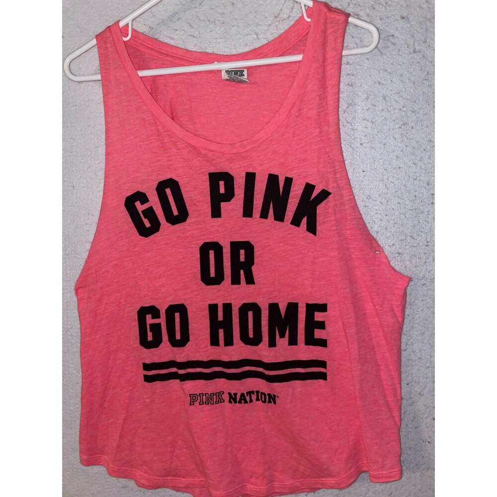 Victorias Secret PINK Nation Go Pink Or Go Home Cut Tee Sleeveless